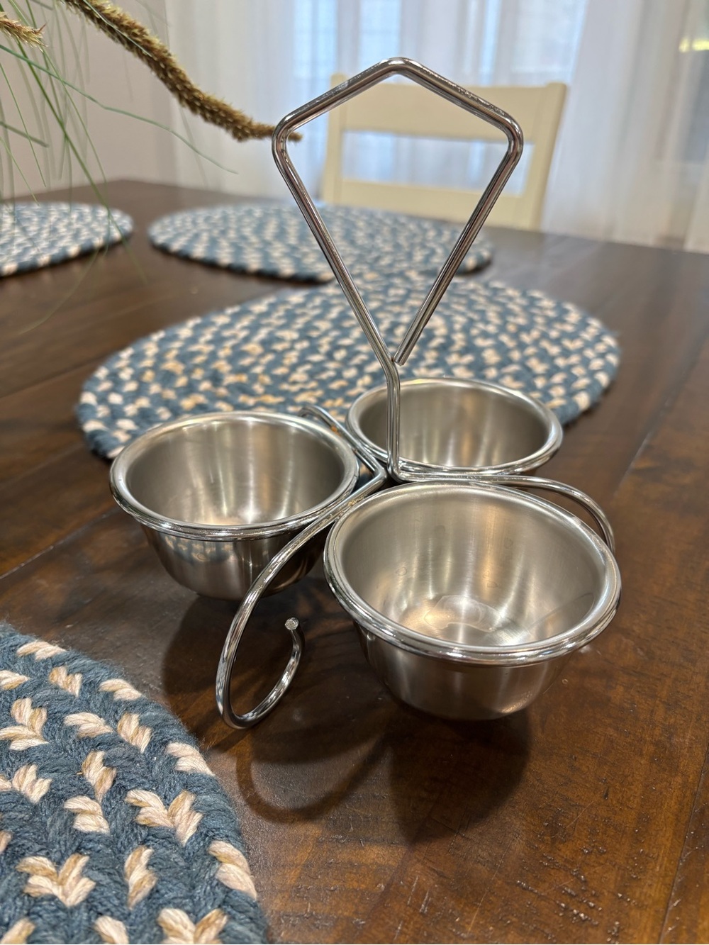 Soro Stainless Steel 3-Bowl Condiment Caddy